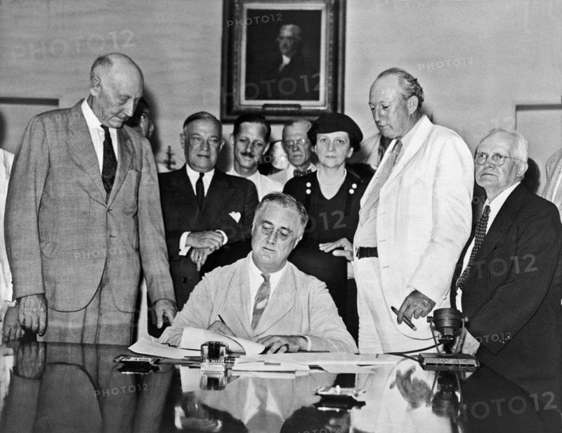 FDR Signs Social Security Bill