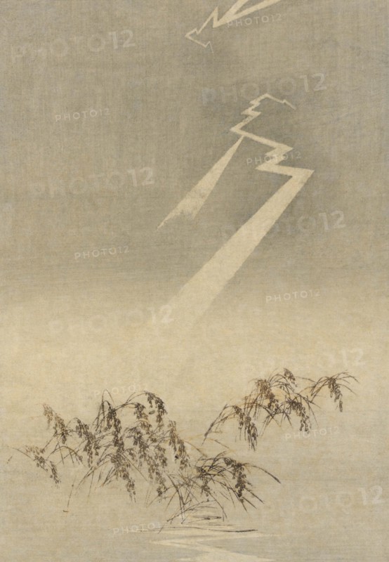 Thunder and lightning over rice grain 1900