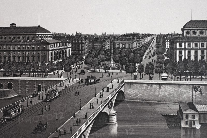 Paris, la place du chatelet et du boulevard de sebastopol