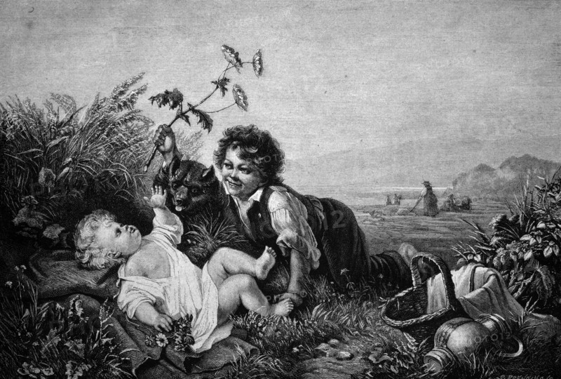 Children in the spring