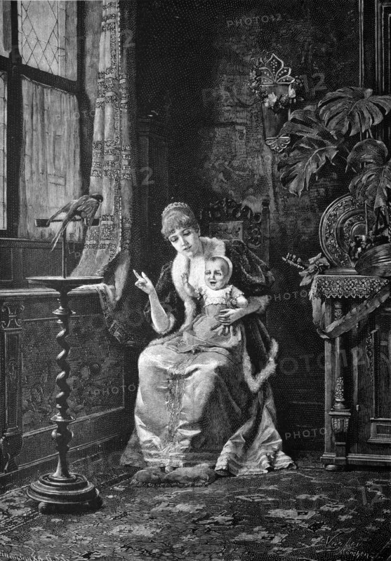 Child and parrot