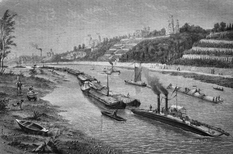 Chain steamer on the elbe river