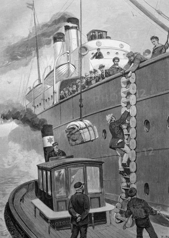 Passengers boarding a ship,