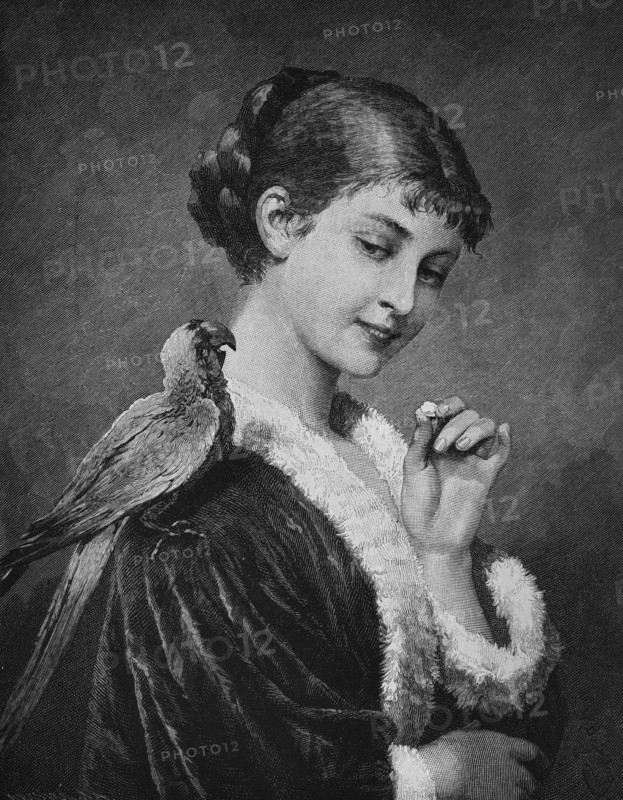 Woman with a parrot