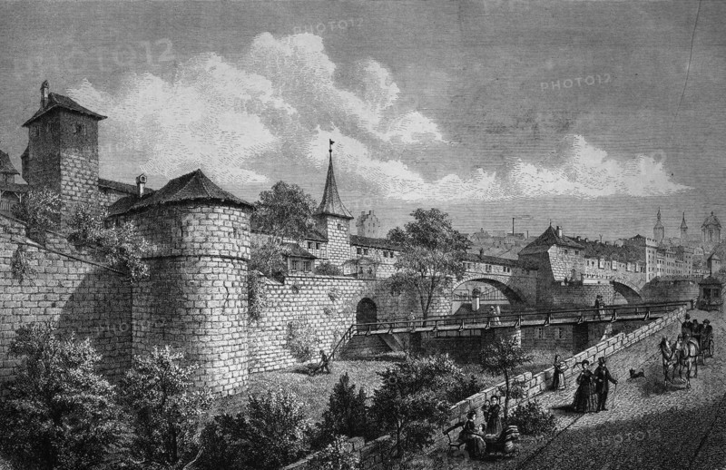 Bastion and moat at hallertor in nuremberg