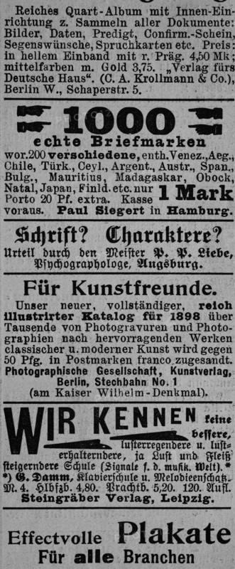Advertising in the year 1890