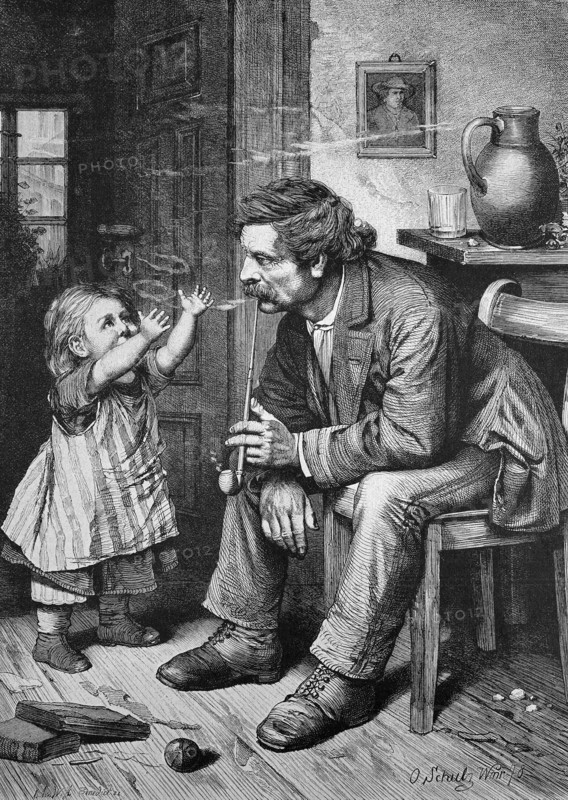 Father smoking a pipe