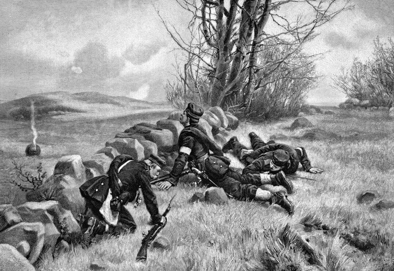Soldiers taking cover