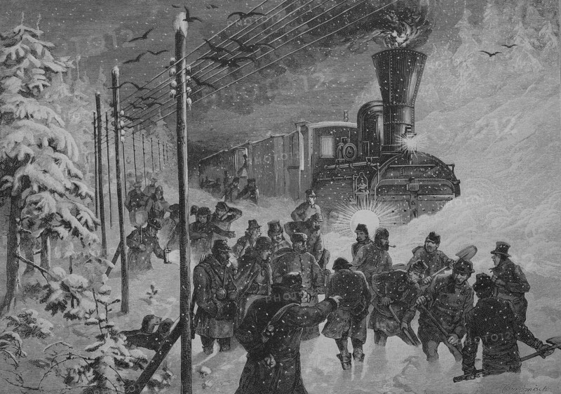 Train stuck in snow