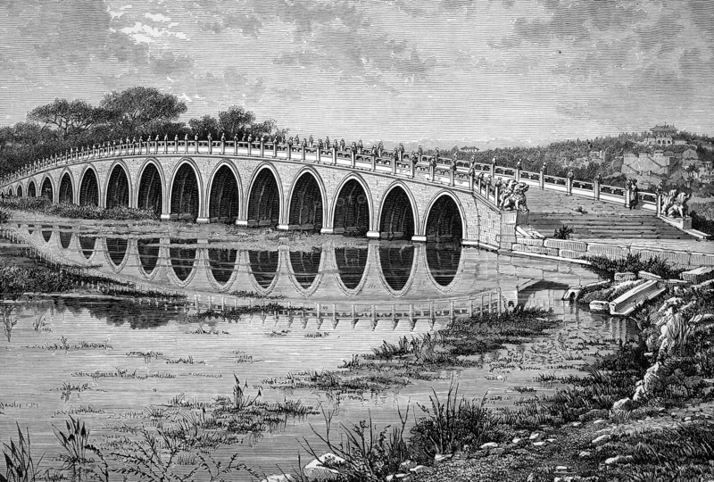 Marble bridge of seventeen arches