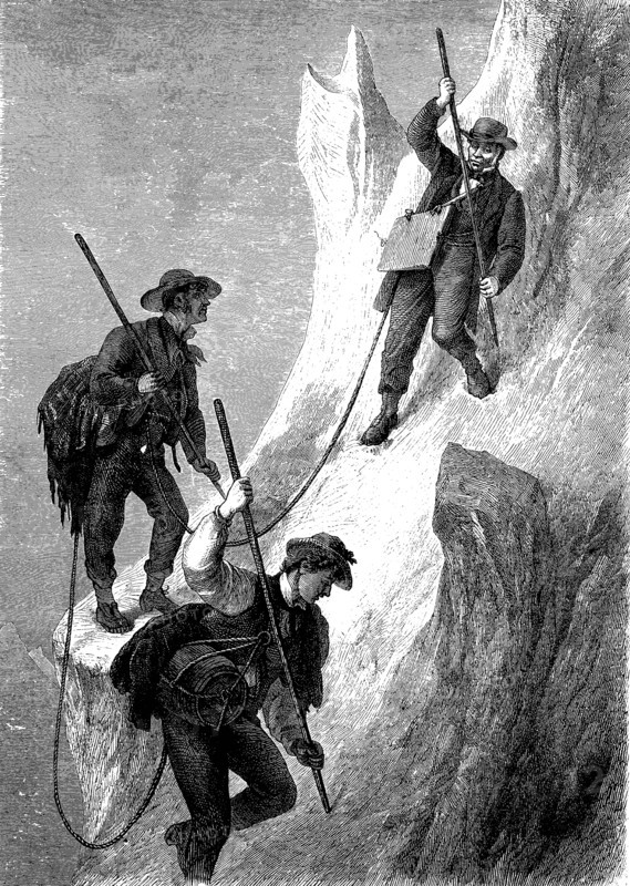 Climbers on the firndach ackerlspitze