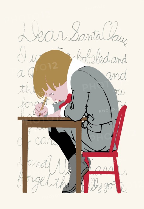 Boy Writes a Letter to Santa