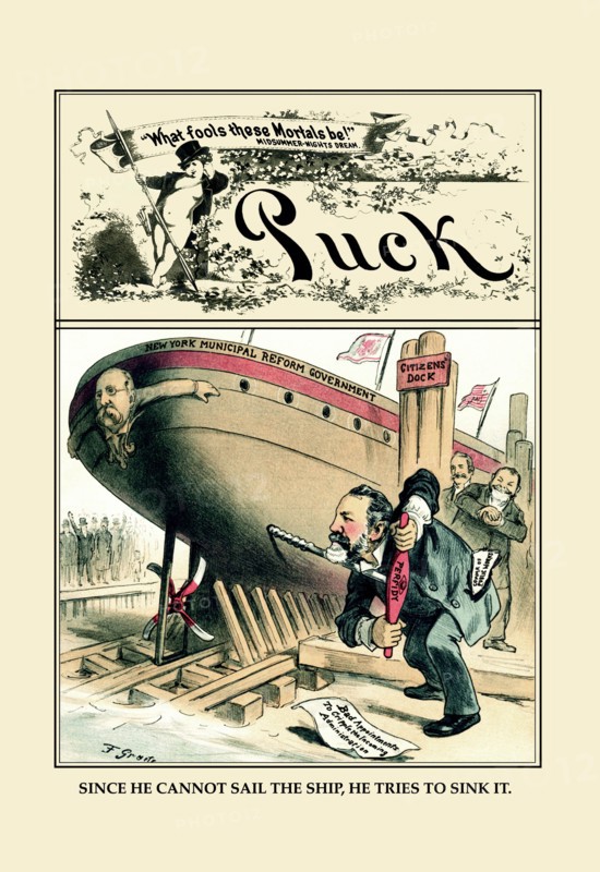 Puck Magazine: Cannot Sail, Try to Sink 1884