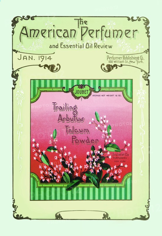 American Perfumer and Essential Oil Review: Joubet Trailing Arbutus Talcum Powder 1914