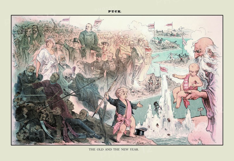 Puck Magazine: The Old and the New Year 1886