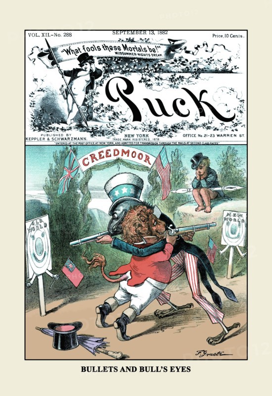 Puck Magazine: Bullets and Bull's Eyes 1882