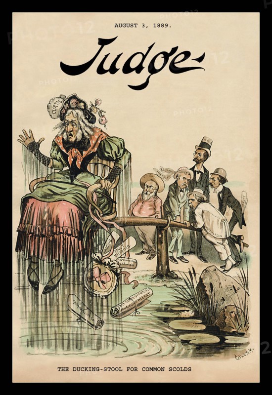 Judge Magazine: The Ducking-Stool for Common Scolds 1889