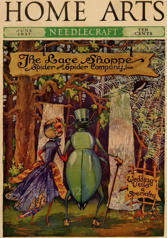Spiders personified manufacture lace 1937