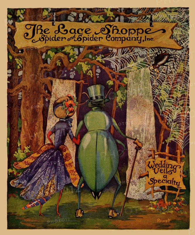 Spiders personified manufacture lace 1937