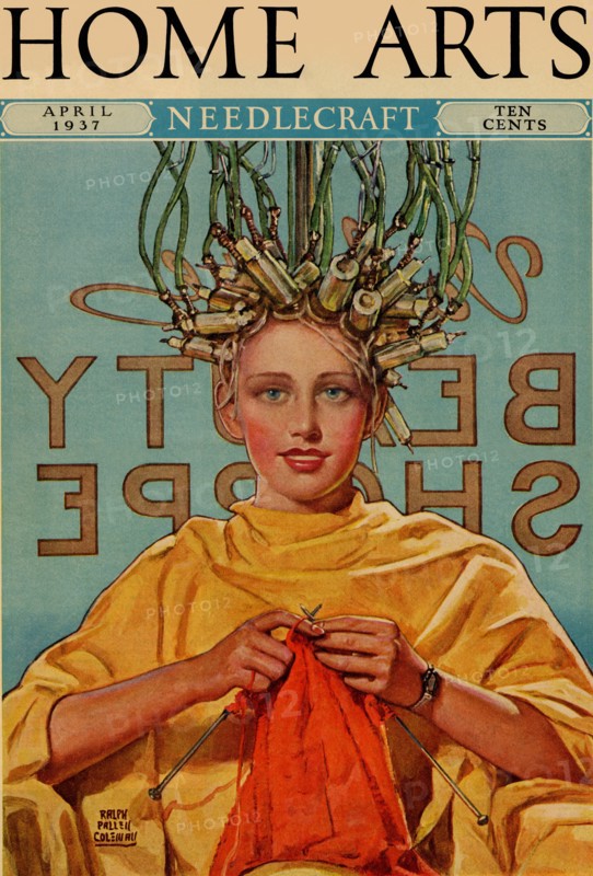 Woman in Curlers Knits 1927