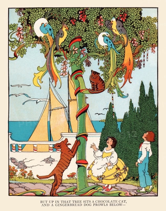 Gingerbread dog chases the Cat & Birds 1925