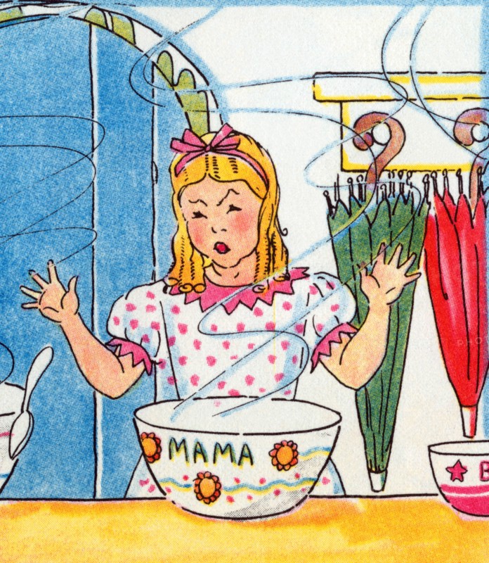 Goldilocks tries Mama bear's porridge 1938