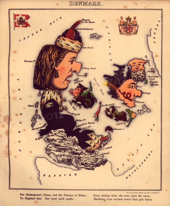 Anthropomorphic Map of Denmark 1868