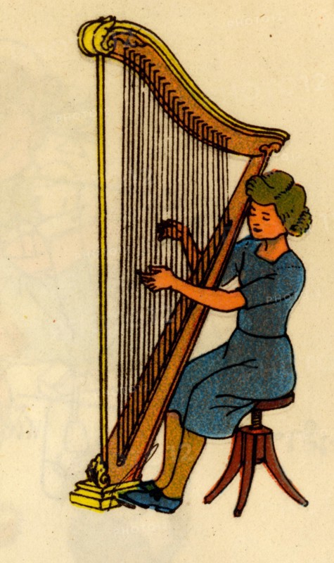 Girl plays a Harp