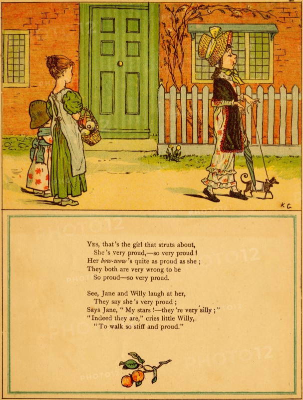 Nattily dressed girl walks her dog 1875