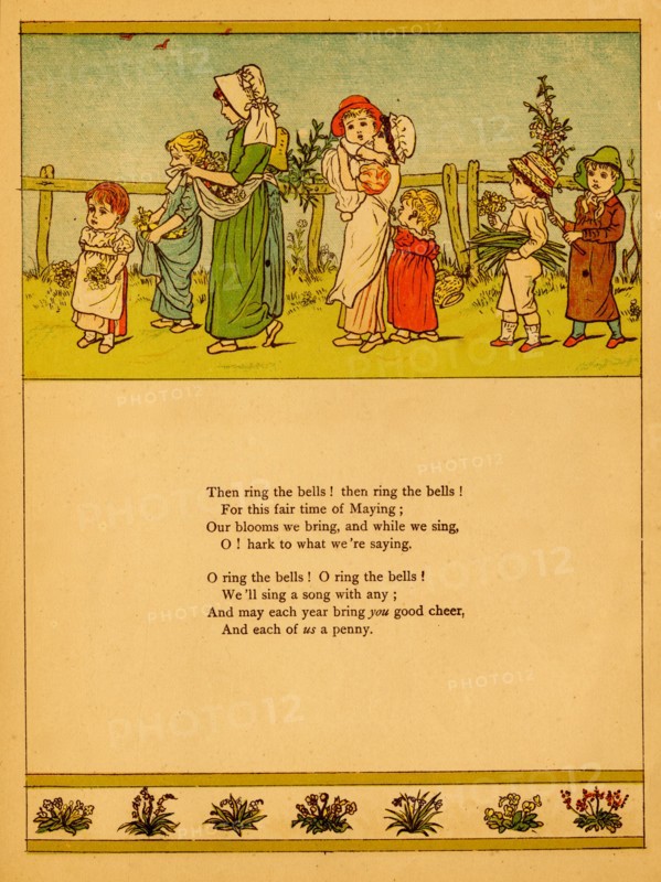 Children in procession pick the May flowers 1875