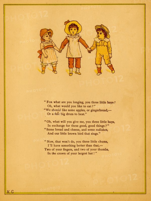 Three little boys or chums hold hands 1875