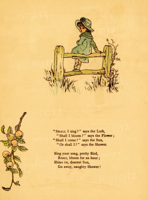Young Girl sits on Fence and hope that it will not rain 1875
