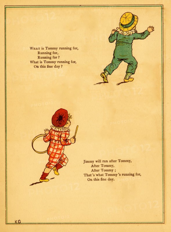 Two boys running and chasing 1875