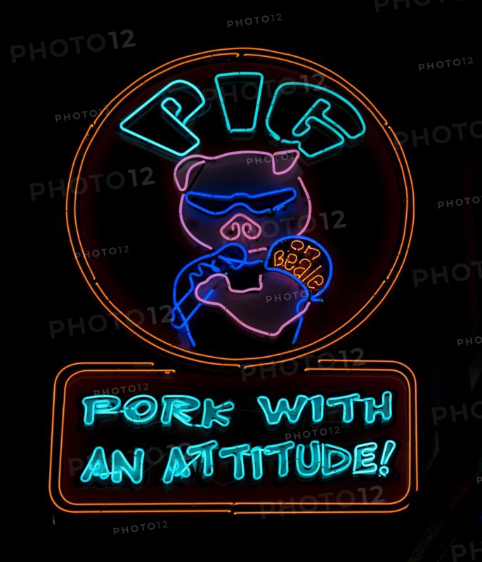 Pig neon sign, Beale Street, Memphis, Tennessee 2006