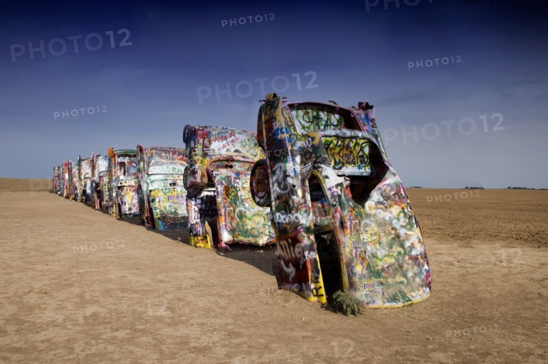 Cars in buried in the ground, Cadillac Ant Farm, Amarillo, Texas 2006