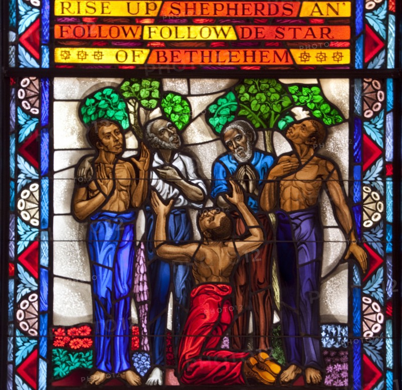 Singing Windows stained glass, designed by J&R Lamb, located in the University chapel at Tuskegee University, Tuskegee, Alabama 2010
