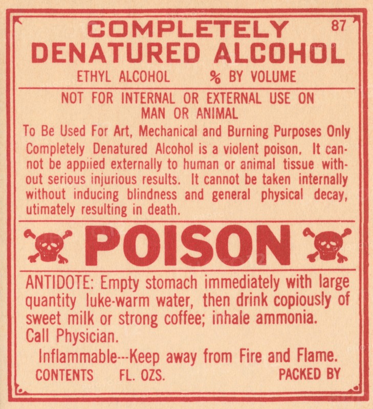 Completely Denatured Alcohol 1920