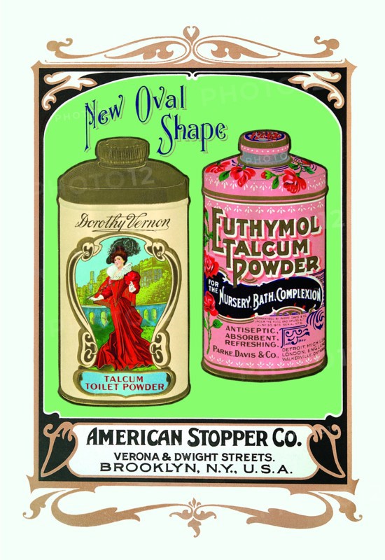 Dorothy Vernen and Euthymol Talcum Powders in New Oval Shaped Tins 1900