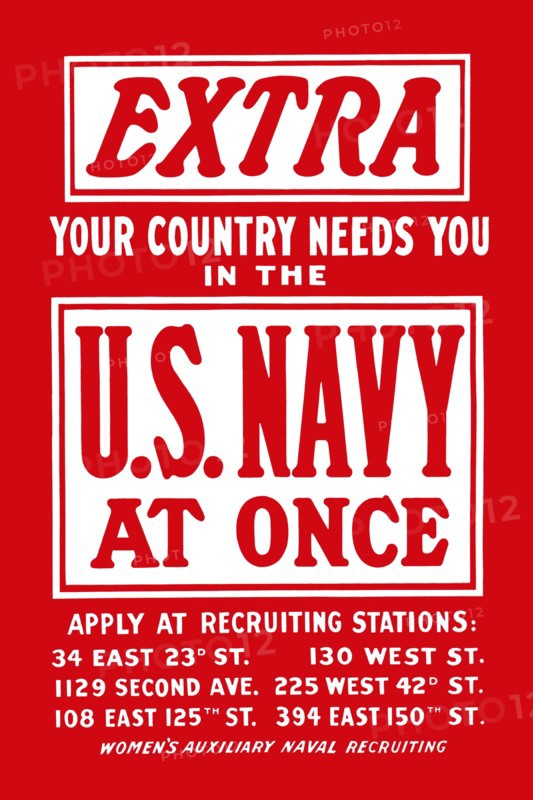 Extra--Your country needs you in the U.S. Navy at once Women's Auxiliary Naval Recruiting 1917