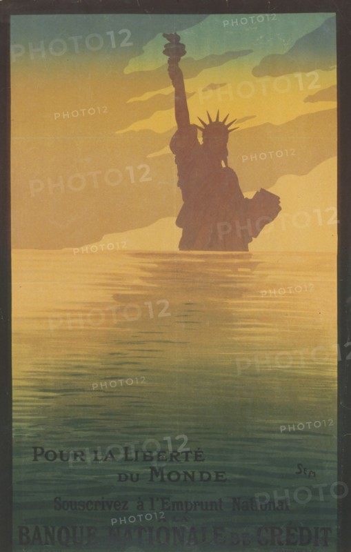 Pour la liberté du monde. Souscrivez á l'emprunt national á la Banque Nationale de Crédit; For the liberty of the world, subscribe to the Loan 1917