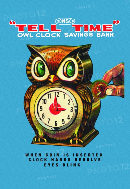 Tell Time Owl Clock 1950