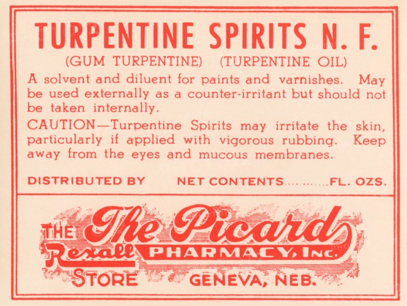 Turpentine Spirits N.F. 1920