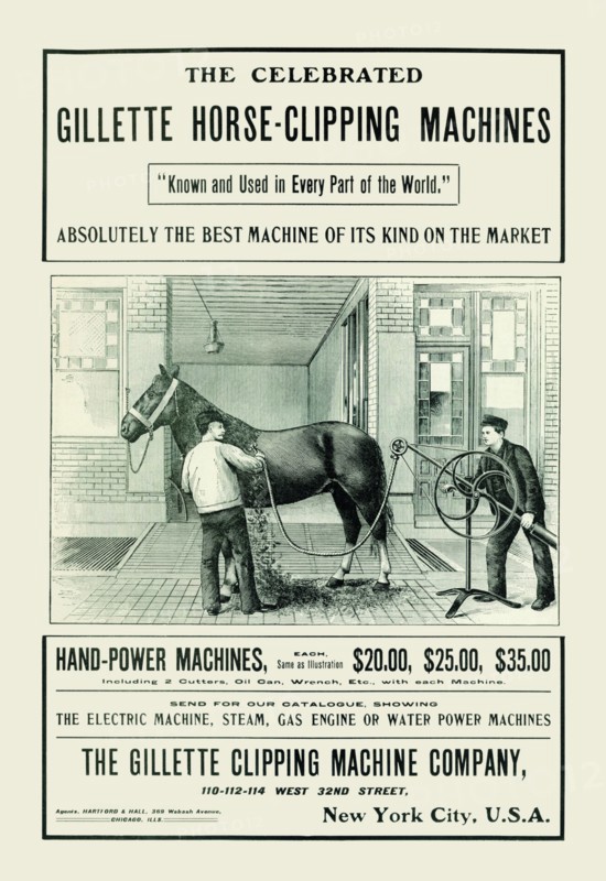 Celebrated Gillette Horse-Clipping Machines