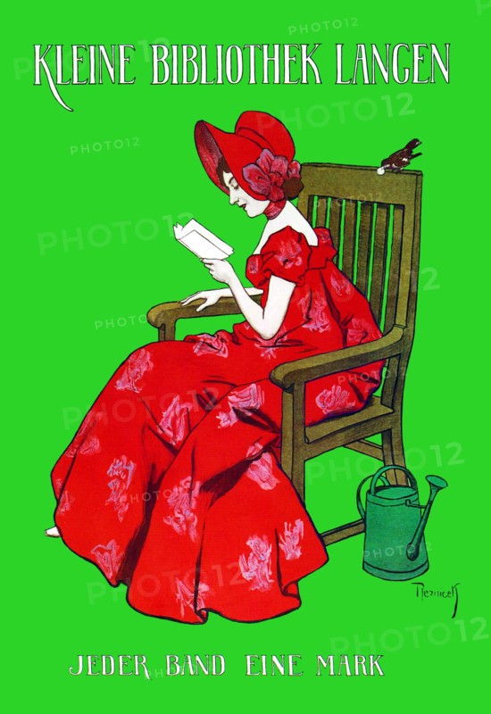 Woman in Red Reading 1900
