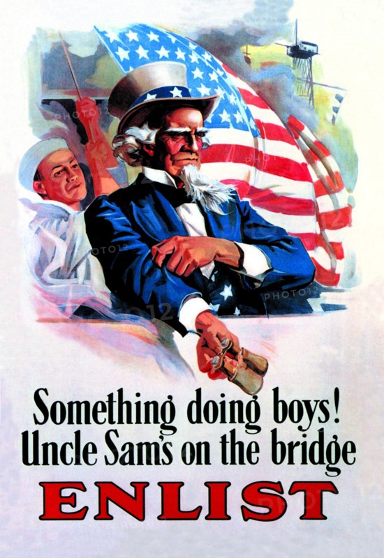 Something's Doing Boys! Uncle Sam's at the Bridge
