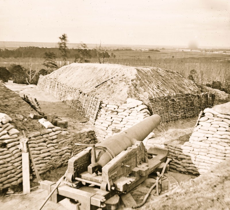 Dutch Gap Canal, James River, Virginia. Confederate battery 1865