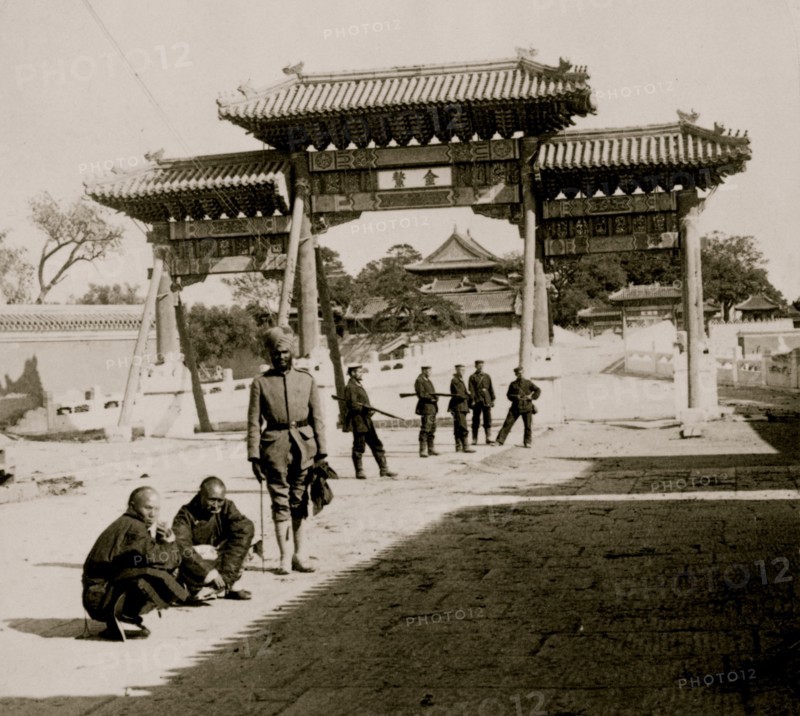 In China's curiously beautiful capital - east over Marble Bridge toward the Forbidden City, Peking 1901