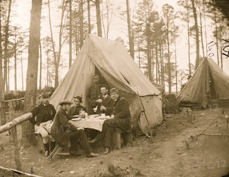 A breakfast party at headquarters. Army of the Potomac 1864