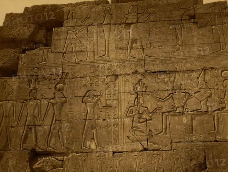 A section of the bas-relief on the front of Ramusseum, the mortuary temple of Ramses II. 1880