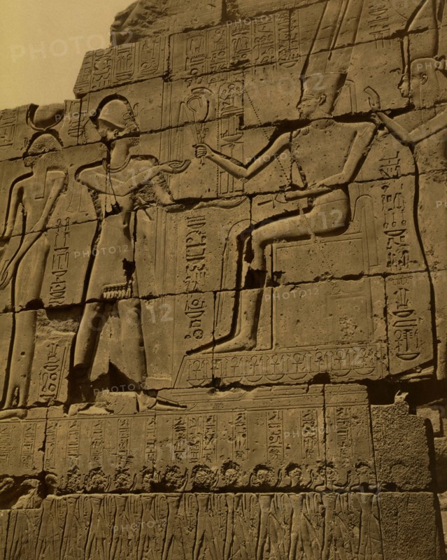 A section of the bas-relief on the front of Ramusseum, the mortuary temple of Ramses II. 1880